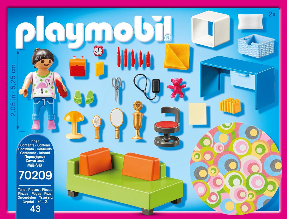 PLAYMOBIL Dollhouse 70209 Chambre de jeunesse avec figurine de fille et accessoires, à partir de 4 ans