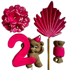Set 4 decoratiuni comestibile din zahar, 2 ANI Decoratiuni din Pasta de Zahar Naty Shop