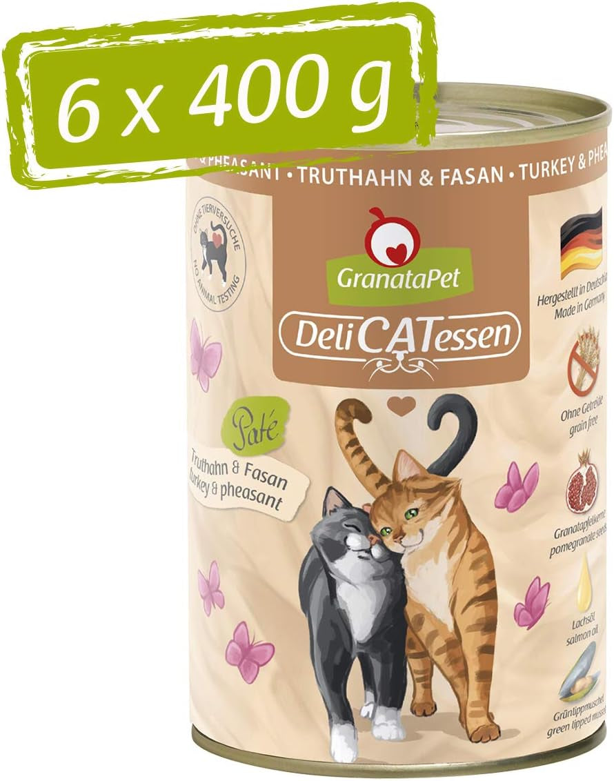 Granatapet Delicatessen Chicken PUR, hrană umedă pentru pisici, hrană fără cereale & fără zahăr adăugat, hrană pentru pisici cu conținut ridicat de carne & uleiuri de înaltă calitate, 6 X 400 G