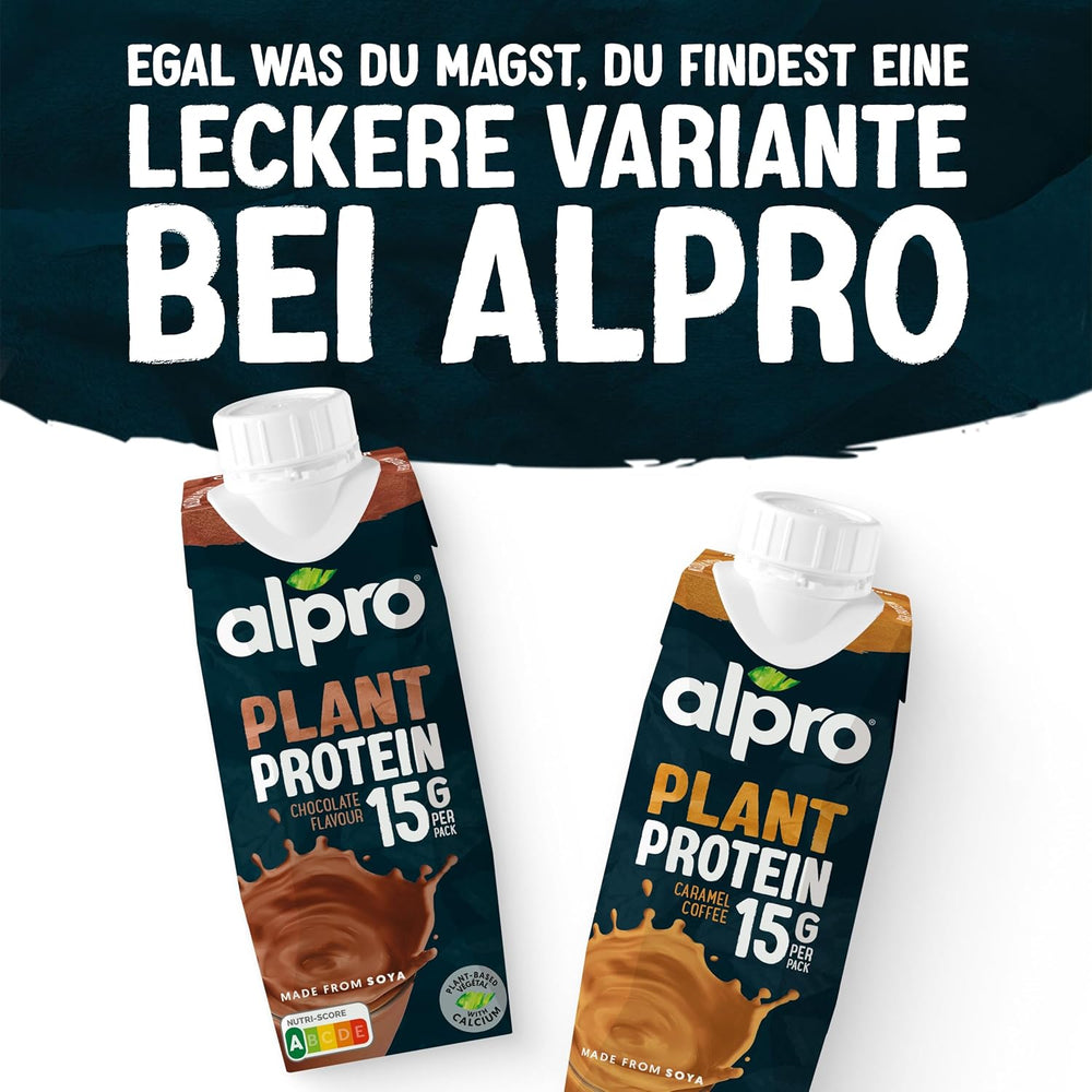 Alpro Proteindrink Schokoladengeschmack – Vegan et milchfree – Ohne Süßstoffe – Von Natur aus lactosefrei – Reich an Ballastsstoffen, Calcium et Vitaminen – 15 x 250 ml – Haltbar