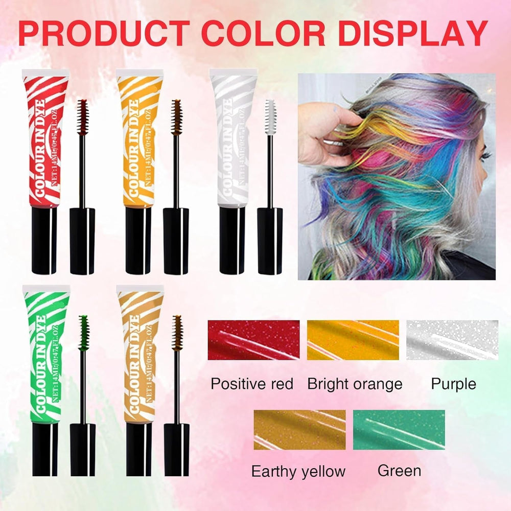 Teinture capillaire temporaire pour enfants, 5 couleurs, Mascara lavable, craie pour Salon de coiffure, boutique Naty