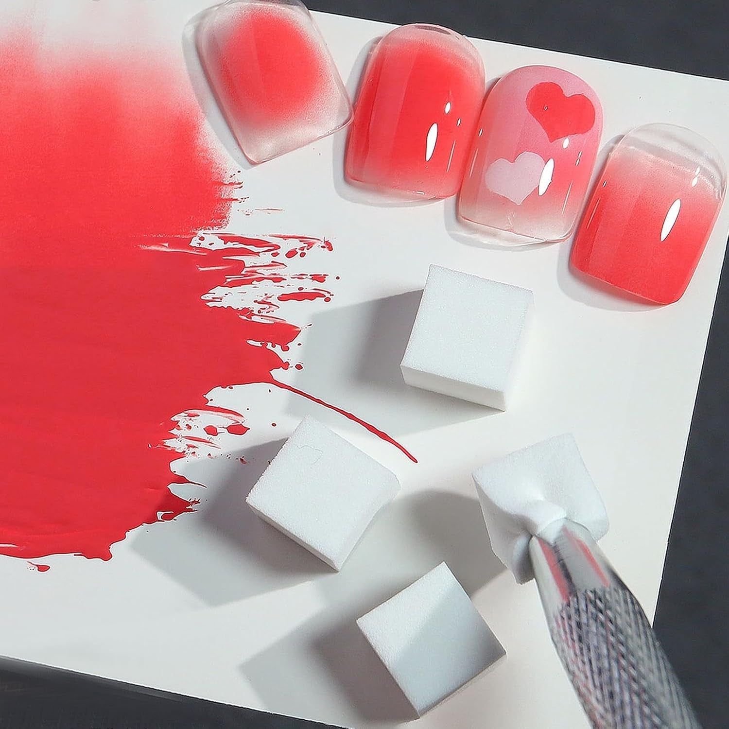 100 Stück Nail Art Schwamm Mit Piercing Zange,Nail Art Zubehör Schwamm Mit Piercing Kugel Aufdreher,Sponge Brush Applikator,Nagelkunst-Rendering-Werkzeuge,Für Gradient Nail Art Patterns Erstellen.