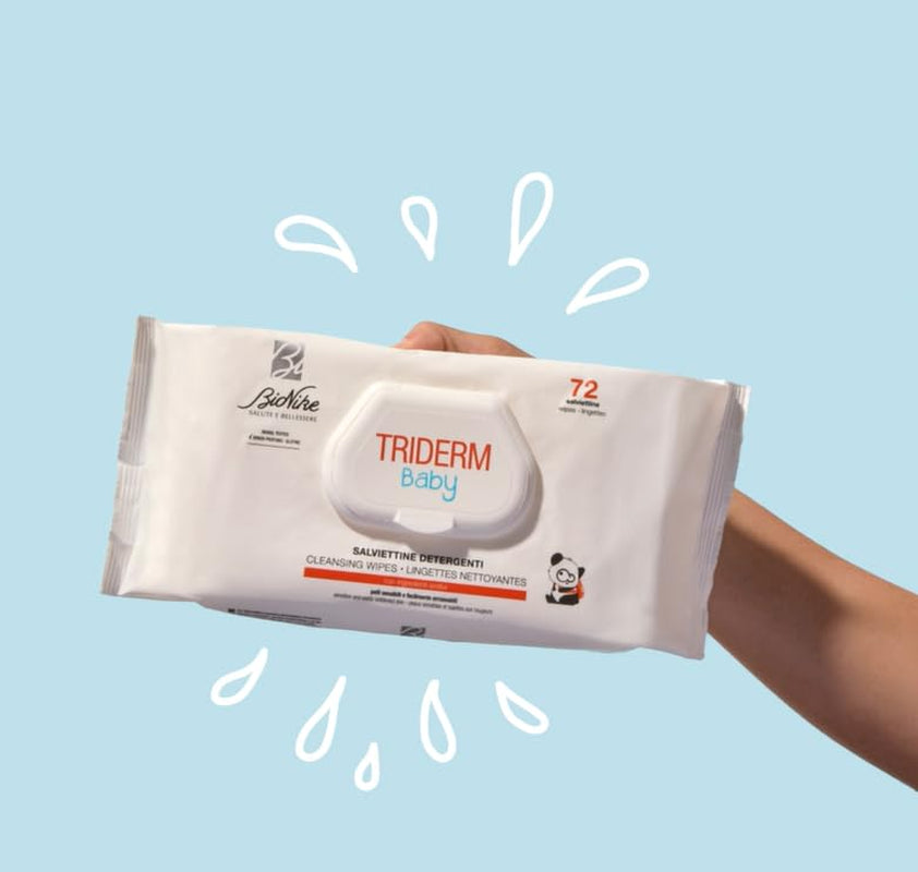 Bionike Triderm Baby Lingettes humides pour peaux sèches et sensibles Effet apaisant et raffermissant Protège et hydrate 72 lingettes
