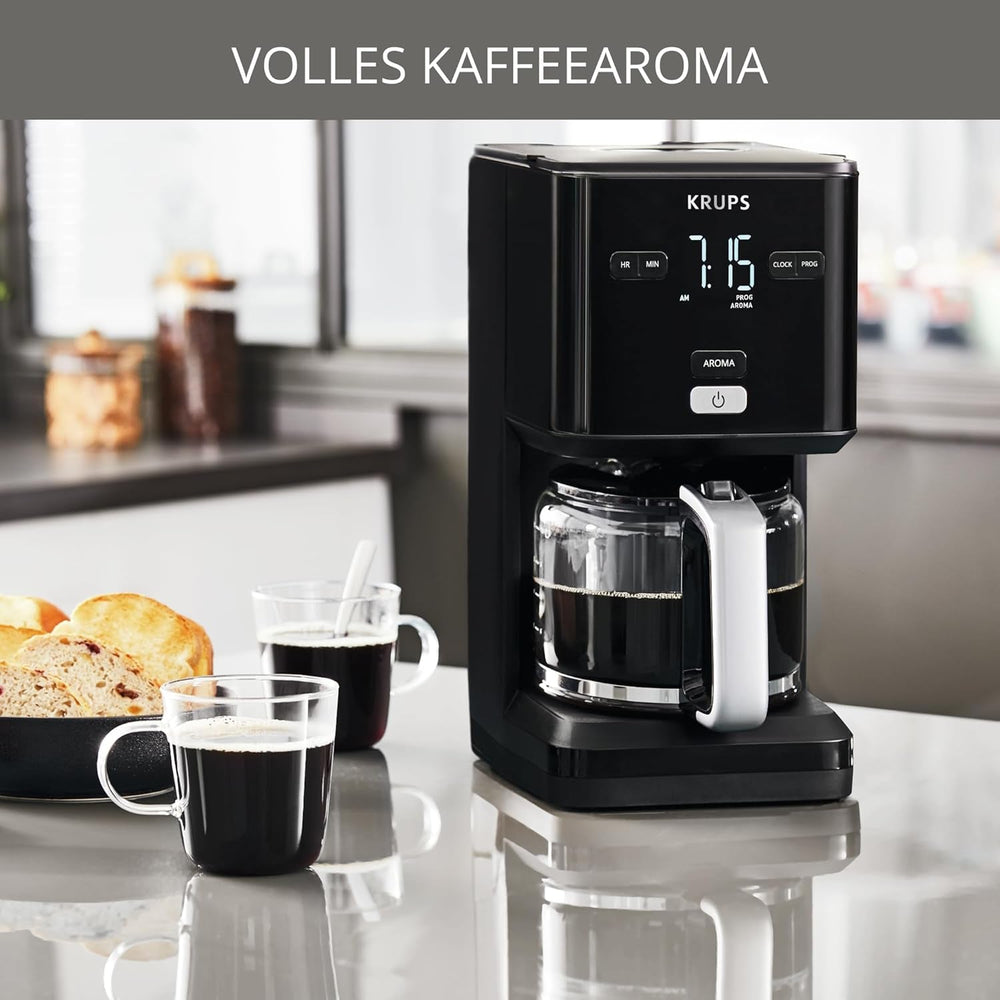 Machine à café Krups Smart'n Light avec minuterie, pour 1,25 litre de café filtre, fonction maintien au chaud, arrêt automatique, noir, KM600810