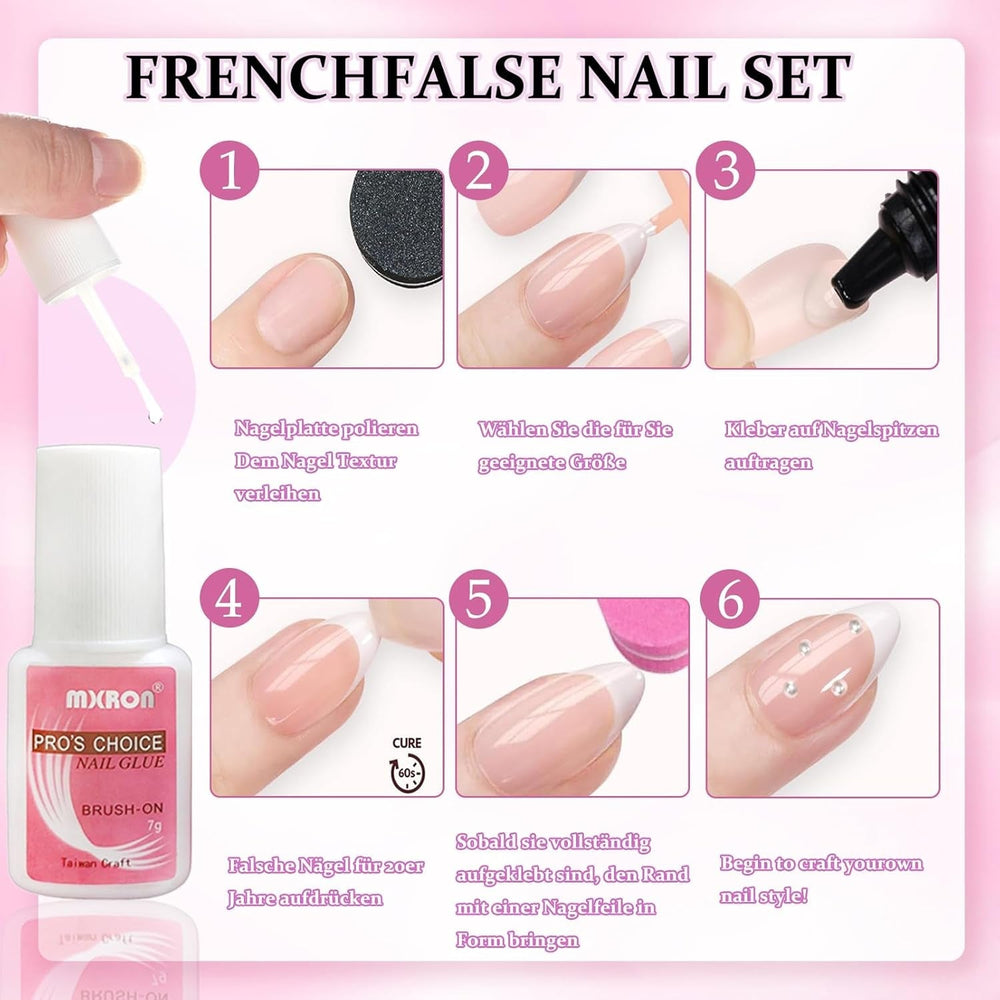 120 pcs faux ongles rose chair avec colle à ongles – 12 tailles courtes ovales carrées à presser – beaux ongles, colle sur ongles artificiels – convient pour la conception d'ongles DIY des femmes (dégradé rose Squaval)