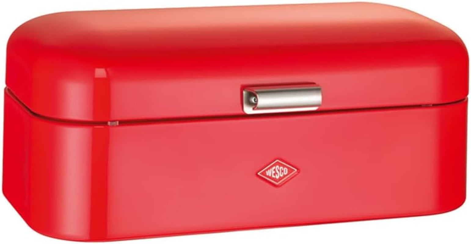 Wesco Grandy Boîte à pain en noir mat, tôle d'acier enduite de poudre, trous d'aération et poignée robuste, boîtes de conservation des aliments Naty Shop Rouge