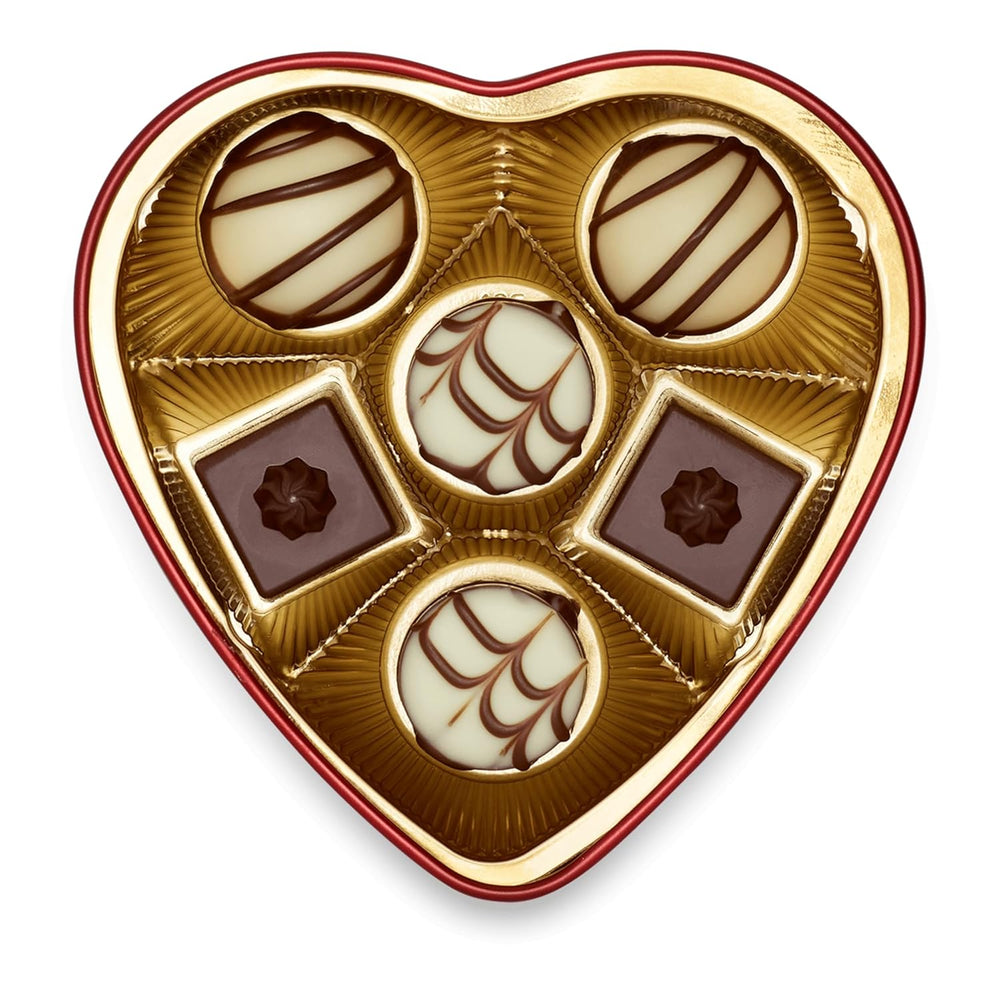 Chocolat Lindt du cœur | 30g | 6 pralines au Marc de Champagne, Coeur à l'Orange, Croustillant de Chocolat au Lait, Massepain Orange dans une jolie boîte en forme de coeur | Cadeau de chocolat | Cadeau chocolat