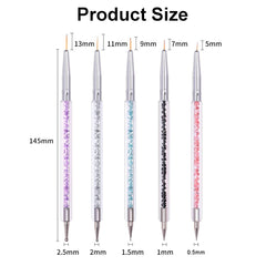 5 pièces Nagel Pinsel Set, Nageldesign Pinsel, outils de pointage Nail Art, stylo acrylique professionnel à double extrémité pour Nail Art Design