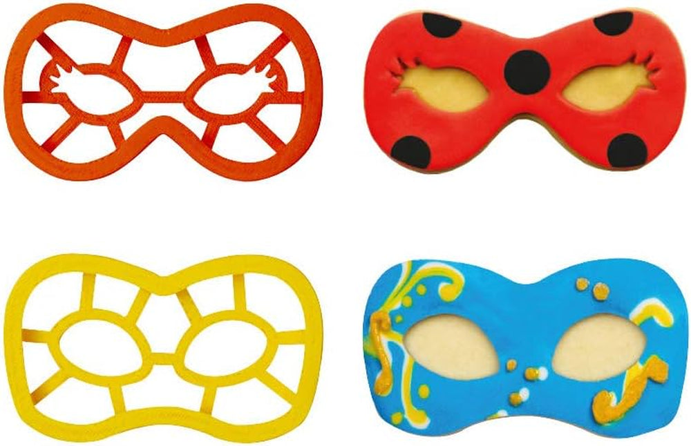 0255136 Ensemble de moules à biscuits avec masque de carnaval, L'ensemble idéal pour réaliser des décorations en fondant ou en caoutchouc, Fabriqué en Italie, Design original. Paquet de 2 pièces.