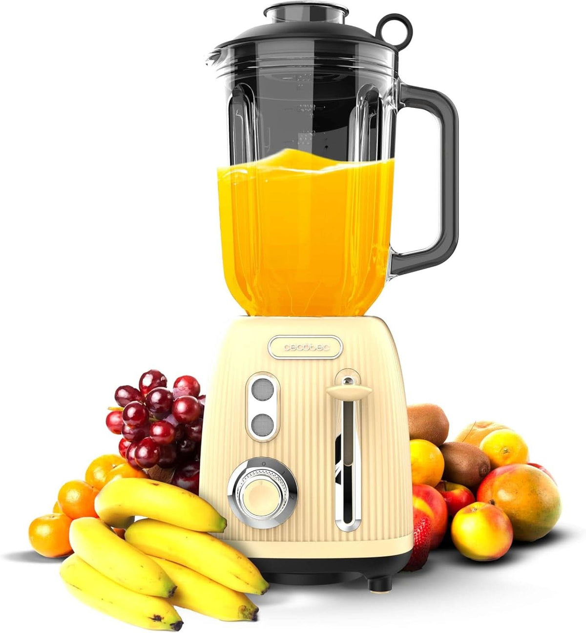 Cecotec Batteur Sur Socle Retro Power Noir Titane Retrogreen. 1200 W Maximale Leistung, 2 Geschwindigkeiten, 4-Klingen-Messer Mit Schwarzer Titanbeschichtung et 1,5L Krug, design vintage en vert Bucatarie Naty Shop jaune