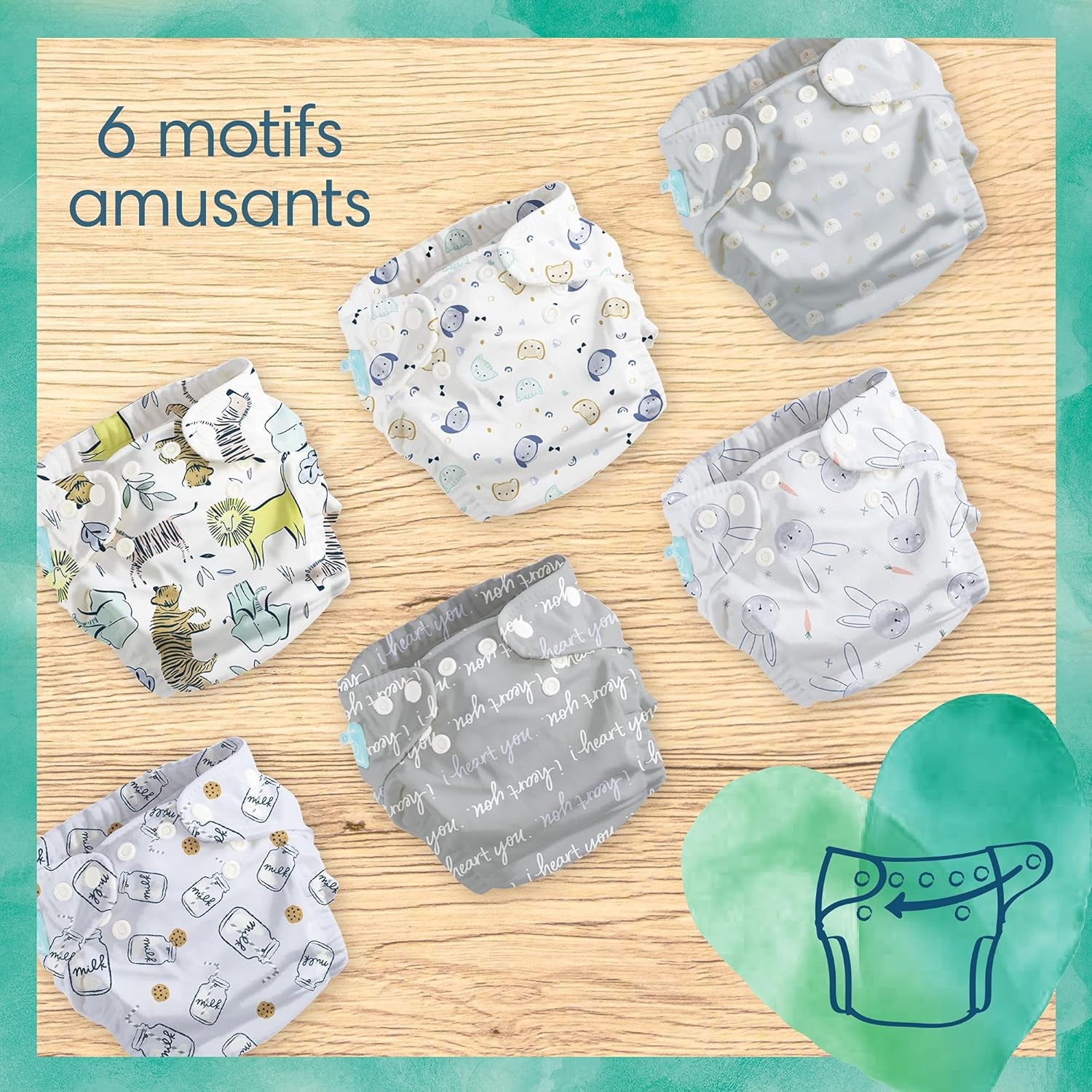Pampers - Pack de démarrage Harmony Hybrid, 3 couches lavables + 25 couches supérieures jetables - 1 paquet