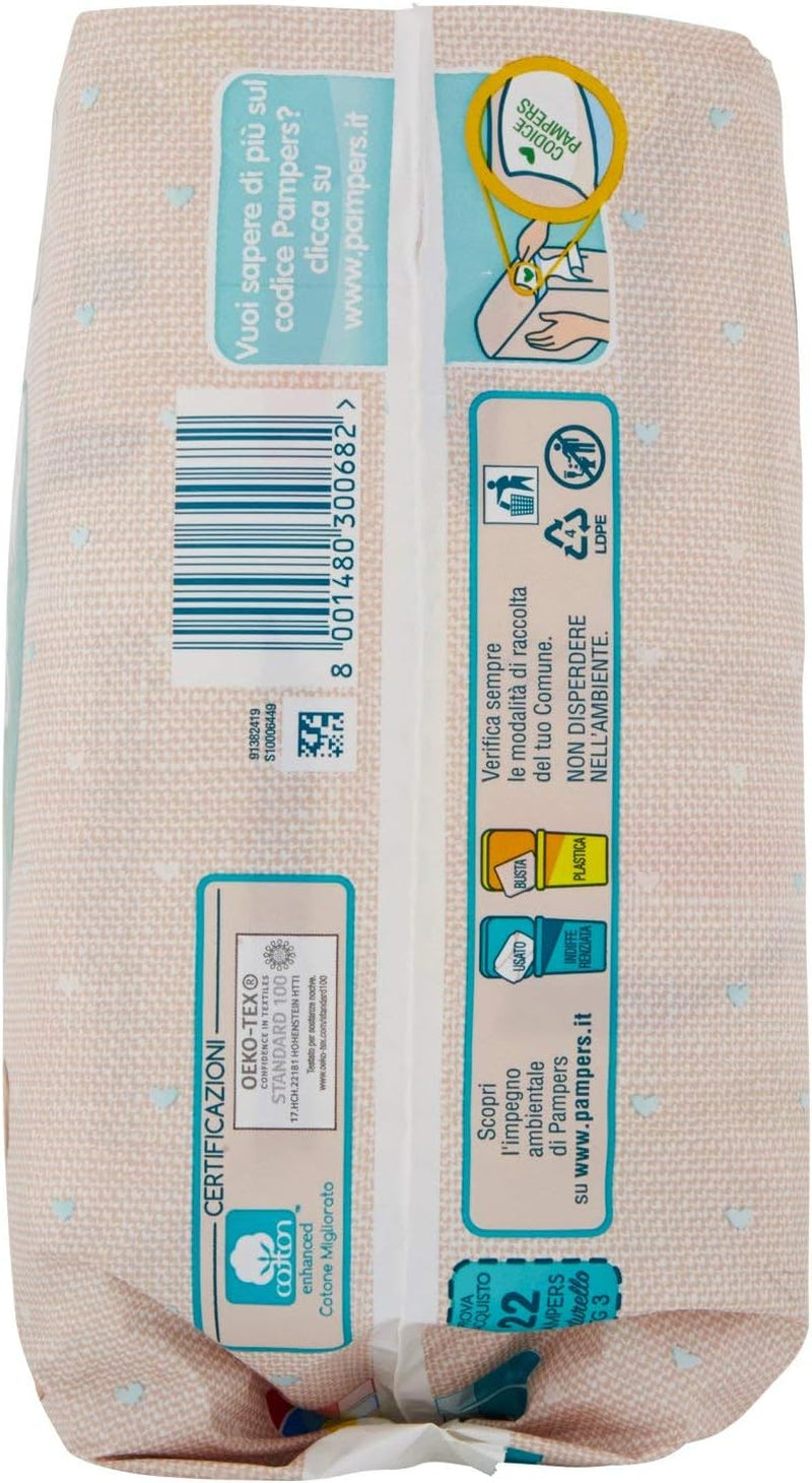 Pampers Naturello Midi, 22 couches, taille 3 (4-9 kg)