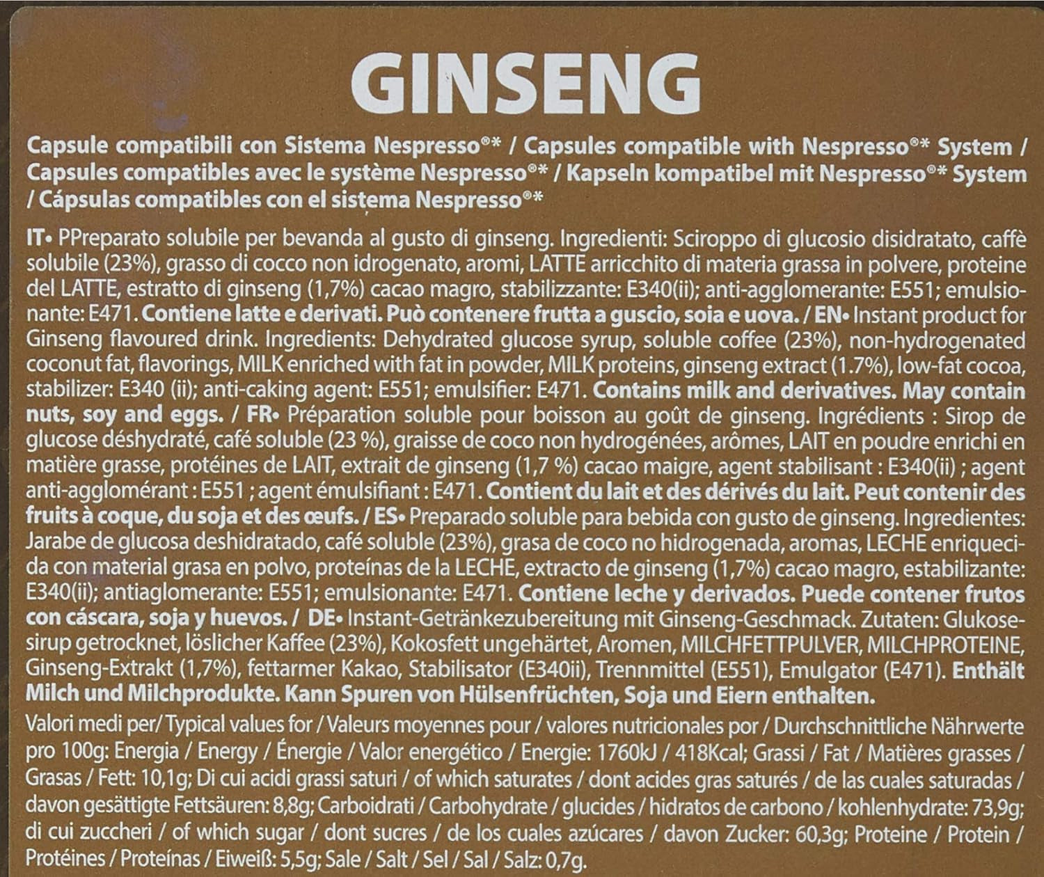 Produit soluble instantané Ginseng capsules 4,3g x 40 capsules