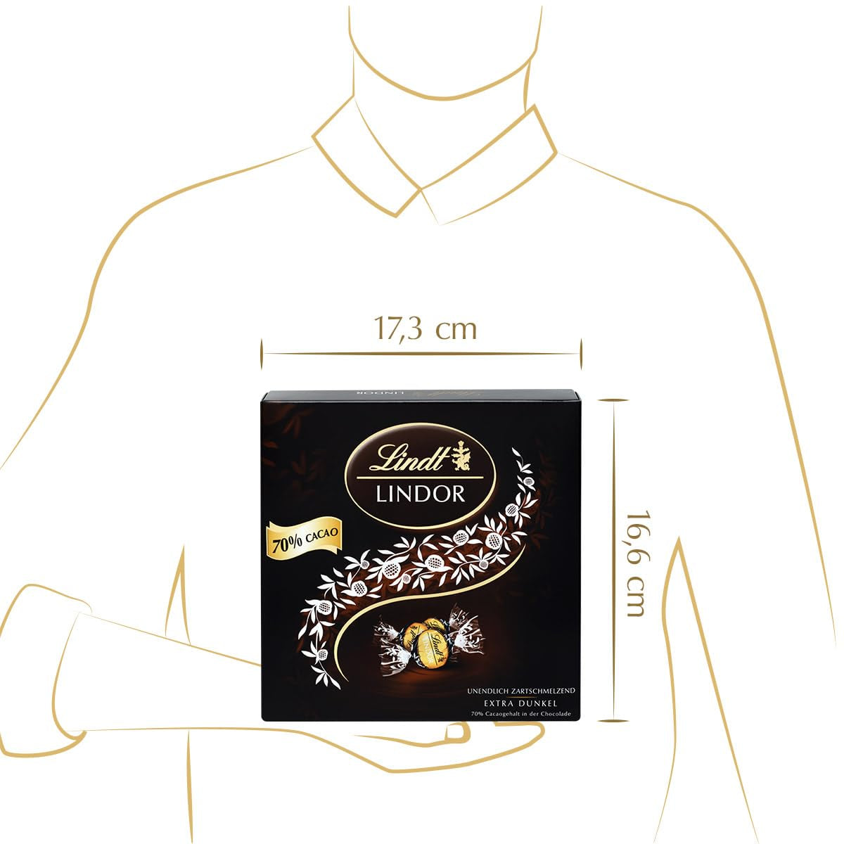 Coffret cadeau LINDOR Extra Black 70% Cacao, Chocolat cadeau, env. 15 truffes LINDOR, 186 g (paquet de 2)
