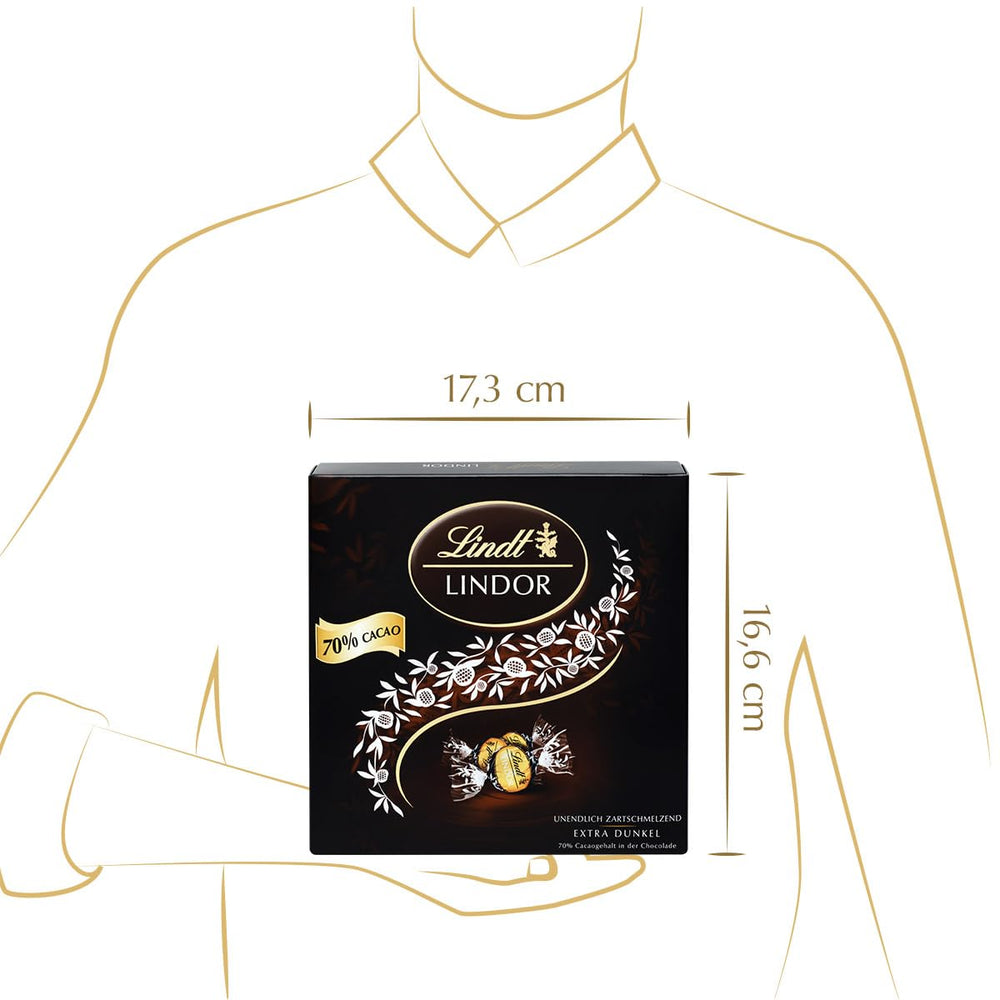 Coffret cadeau LINDOR Extra Black 70% Cacao, Chocolat cadeau, env. 15 truffes LINDOR, 186 g (paquet de 2)