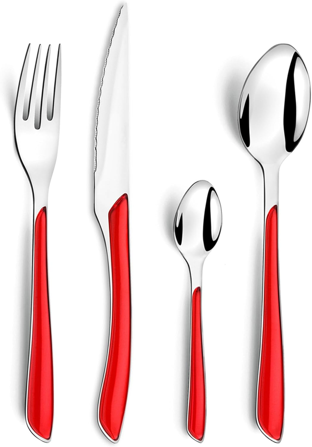 Amefa ECLAT set de tacâmuri NATURE, 24 de piese, 6 persoane Bucatarie Naty Shop Lucios monocrom Rosu 16 piese