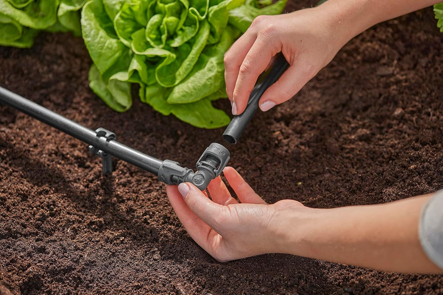 Gardena Système d'irrigation micro-goutte en L 13 mm (1/2") : connecteur de tuyau pour inverser les tuyaux d'alimentation de 13 mm, assemblage sans outil, réutilisable (13202-20)