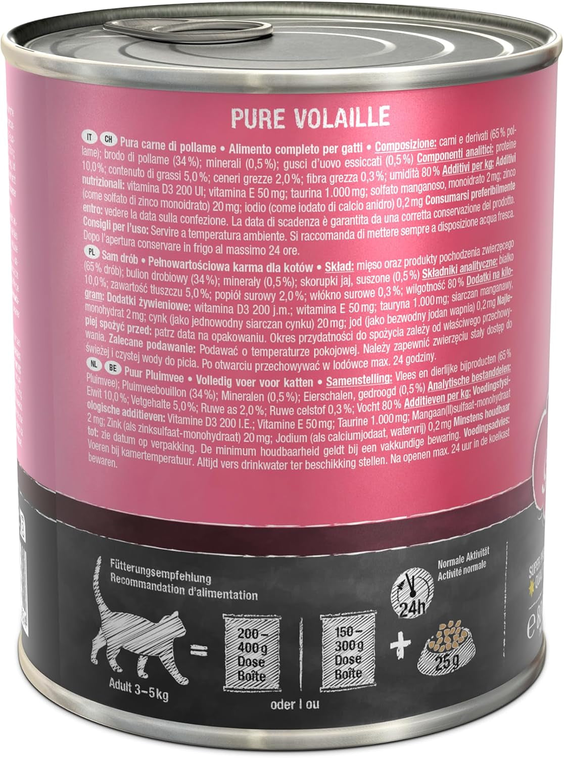 LEONARDO Nassfutter für Katzen, Geflügel pur, 6X 800g Dose, Katzenfutter getreidefrei, Alleinfutter, Made in Germany