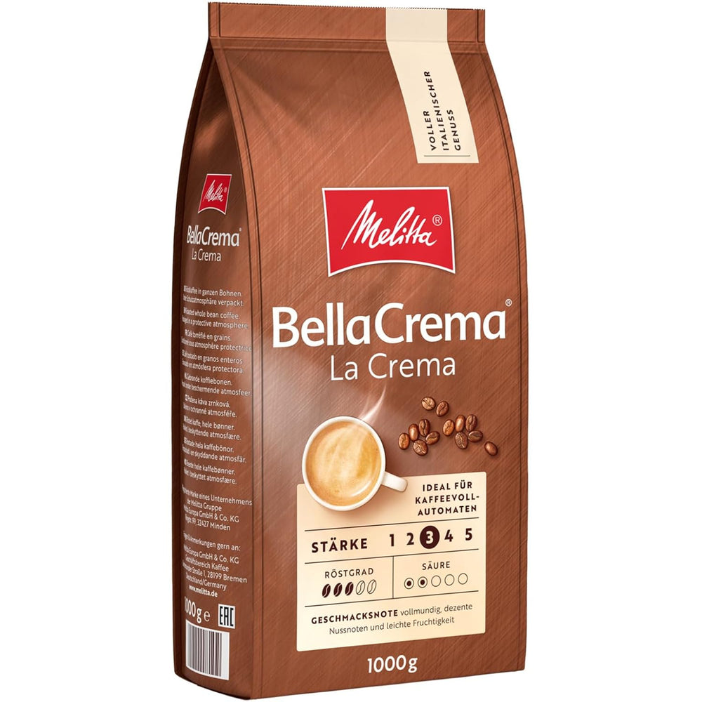 3 grains de café Melitta BellaCrema La Crema, torréfaction moyenne, 1 kg chacun