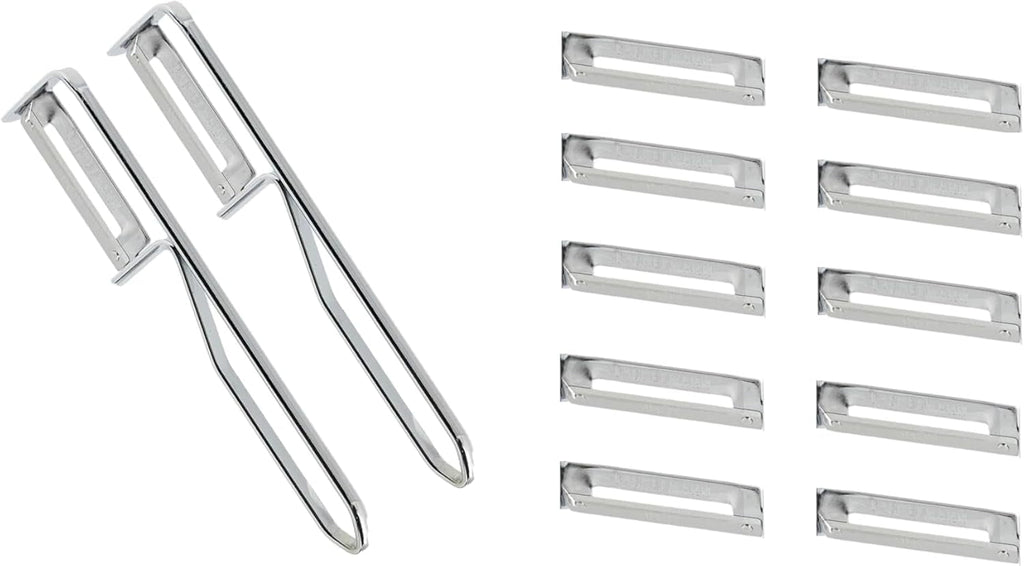Peeler universal Fackelmann, lamă din oțel inoxidabil Peeler Naty Shop Peeler economic Set 2 bucăți ( include 10 lame de rezervă )