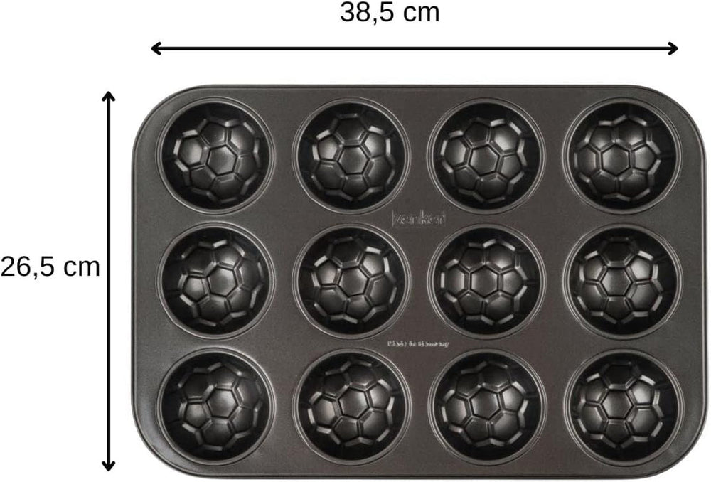 Zenker 12Er Muffinform – Muffinbackblech Für Muffins Und Cupcakes Aus Der Serie Soccer Baking– Hitzebeständiges 12Er Muffinblech Mit Antihaftbeschichtung, Schwarz Moules et plaques pour la pâtisserie Naty Shop