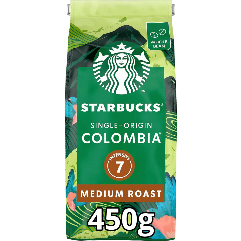 STARBUCKS Café de Colombie d'origine unique, torréfaction moyenne, grains entiers 450 g (paquet de 4)