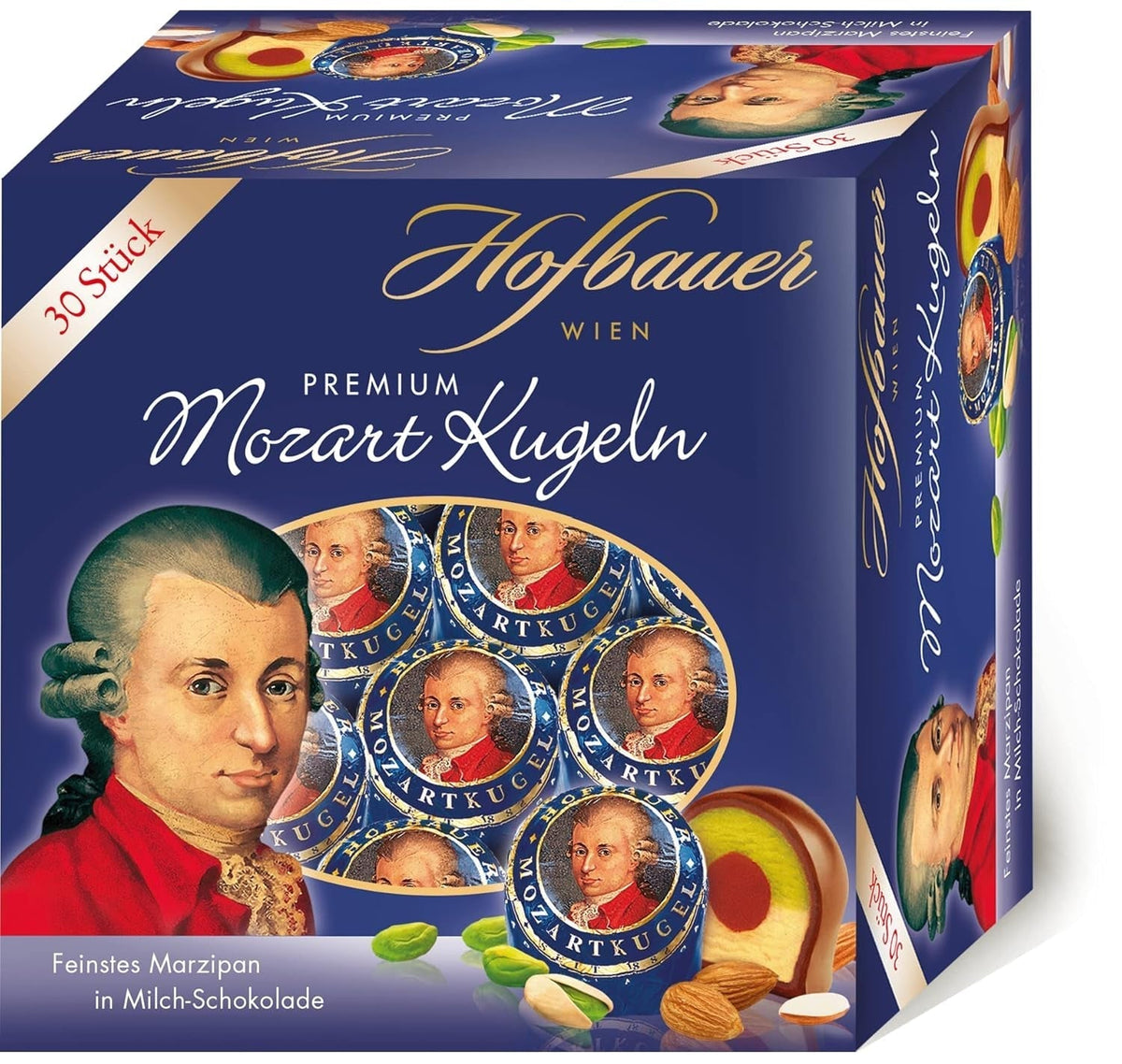 Hofbauer Vienna Mozart Balls, Boîte de chocolat au lait 600 grammes (30 pcs.) Naty Shop Boîte 30 pièces