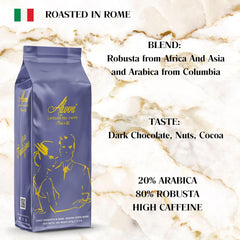 Ganze Kaffeebohnen, mittelgeröstet, Espresso, beste Crema, 1 kg, italien authentique, Premium-Qualität, überlegenes Aroma in allen Kaffeemaschinen, blue Etikett, 20 % Arabic, 80 % Robusta,