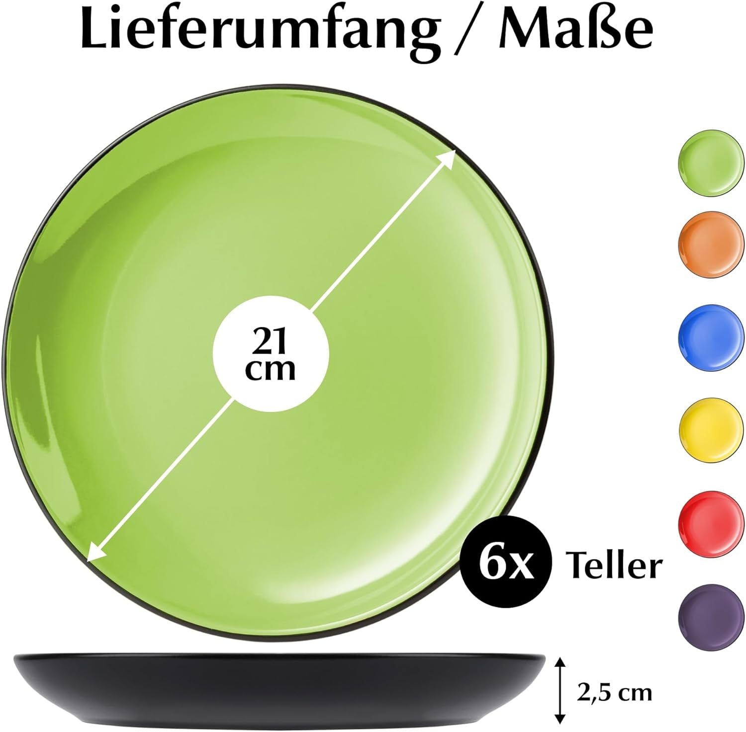 MIAMIO - Lot de 6 assiettes/assiettes en grès céramique - Collection Le Papillon (Coloré, Petites Assiettes (6x))