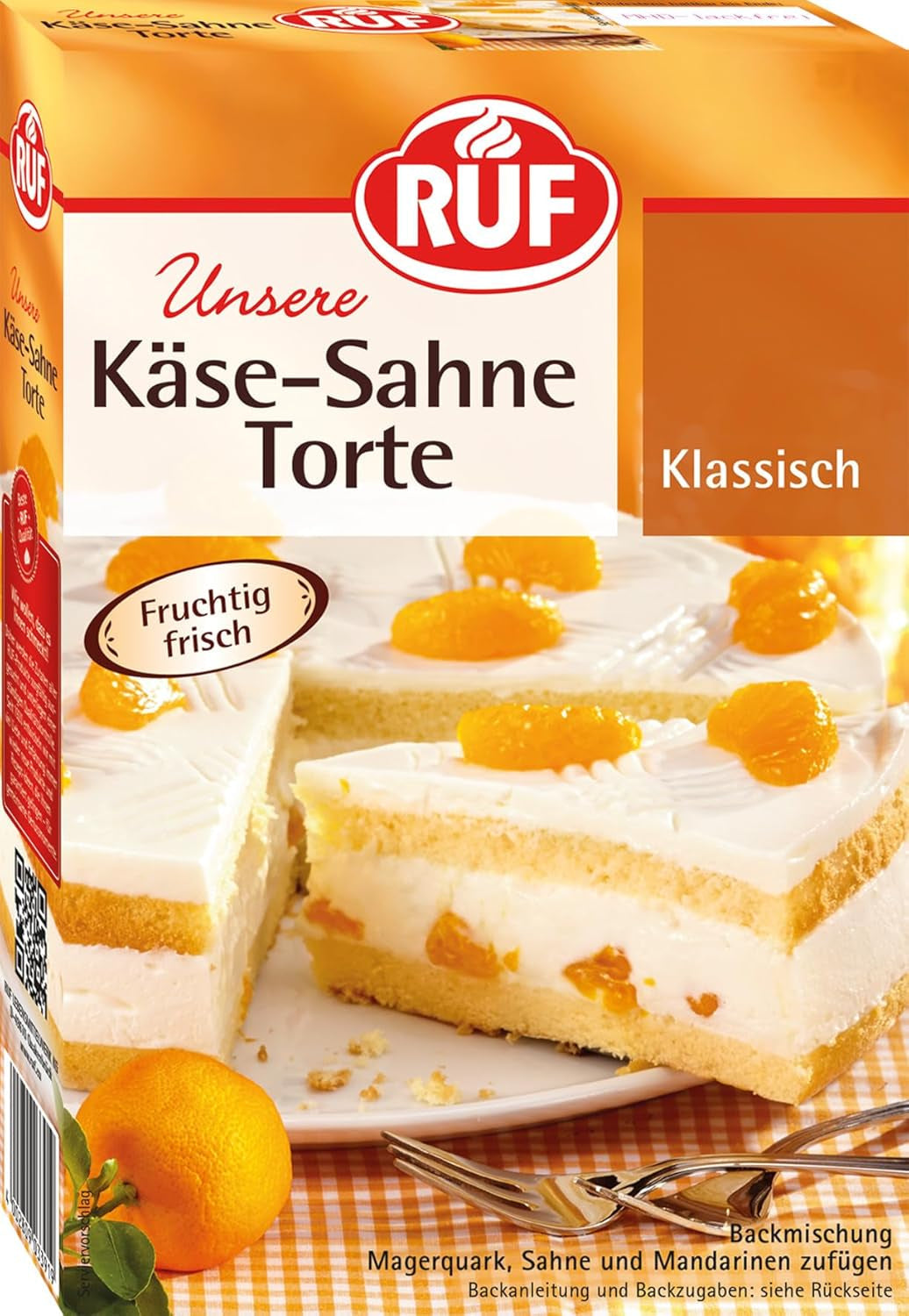 RUF Apfeltorte, Backmischung Für Eine Apfel-Torte Mit Sahne-Creme et Zimt-Zucker, Apfel-Zimt-Torte, Vegan Naty Shop Käse-Sahne-Torte 350 G (1Er Pack)