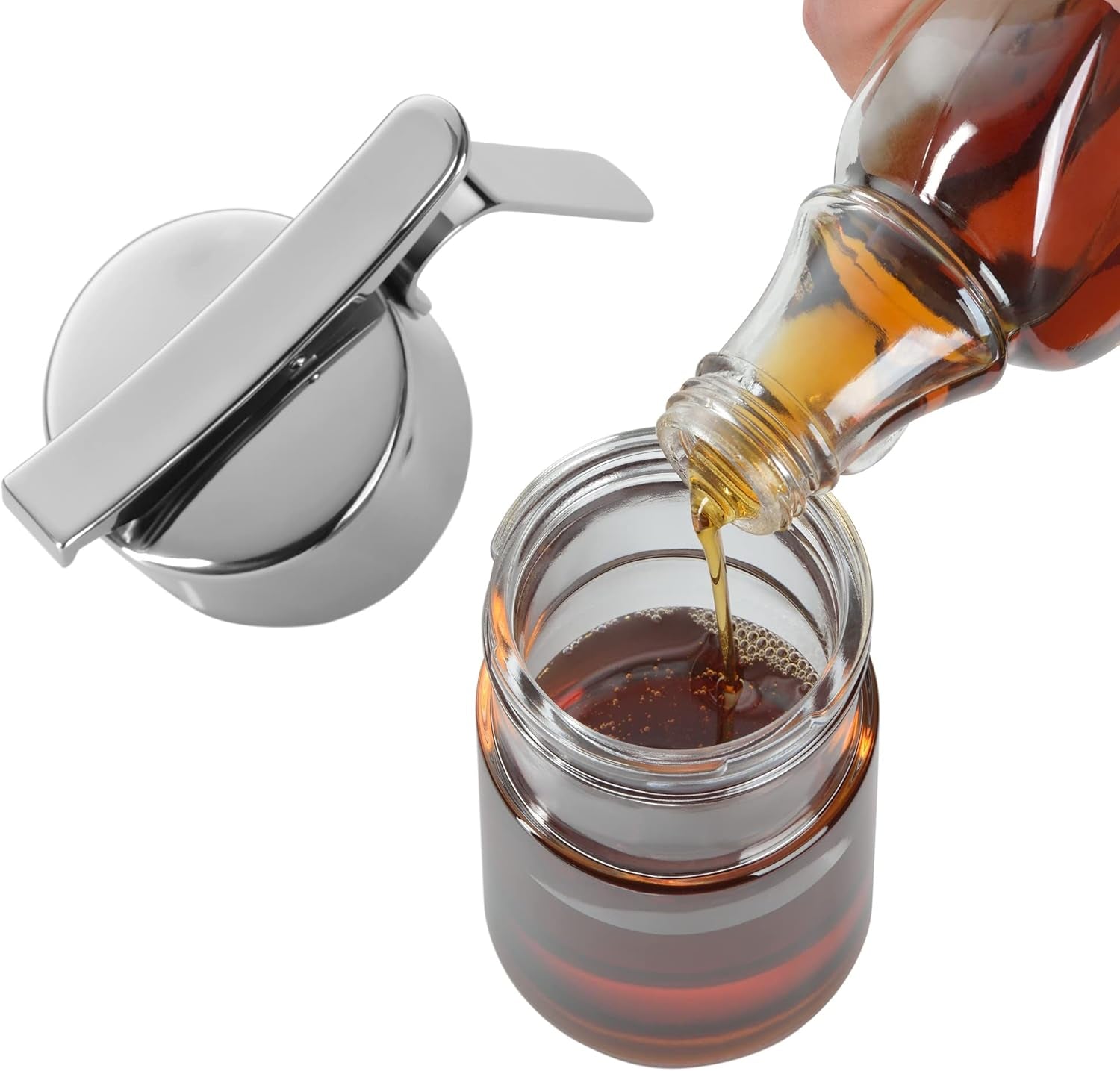 Distributeur de sirop/miel WMF Barista 240 ml, pot de conservation en verre et dépôt 1 l, hauteur 21,5 cm, pot de conservation avec couvercle, récipient à grains de café, pot de céréales, pot de conservation alimentaire avec grande ouverture de remplissage Boîtes de conservation alimentaire Naty Shop