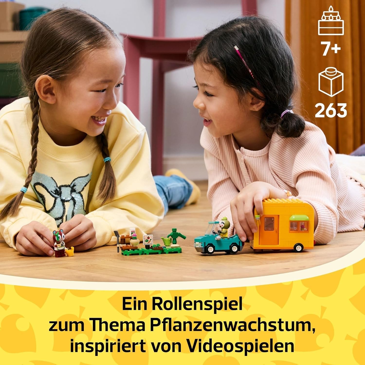 LEGO Animal Crossing Gerds Wohnwagen & Gärtnerei, Bauset für Rollenspiele, Spielzeug Auto für Kinder, Geschenk für Mädchen und Jungen ab 7 Jahren, Videospiel Spielzeug mit Tierfiguren 77054