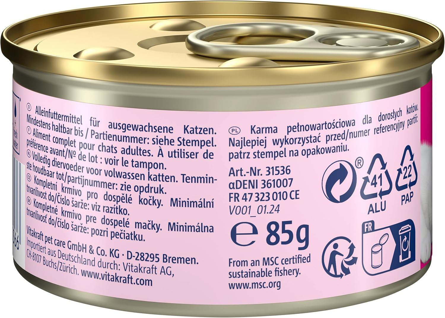Vitakraft Poésie Mousse, nourriture humide pour chat, mousse aérée, au saumon, sans sucre ni céréales ajoutés (12 x 85g)