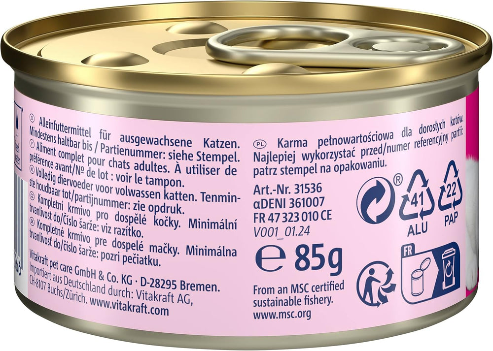 Vitakraft Poésie Mousse, nourriture humide pour chat, mousse aérée, au saumon, sans sucre ni céréales ajoutés (12 x 85g)