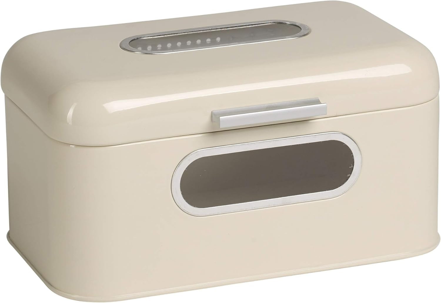 ECHTWERK Corbeille à Pain Rétro en Métal avec Fenêtre et Couvercle, Lot de 3 Boîtes de Rangement Élégantes, Capacité 1,4 L, Boîtes de Conservation Alimentaires Rouges Naty Shop Cream S Single