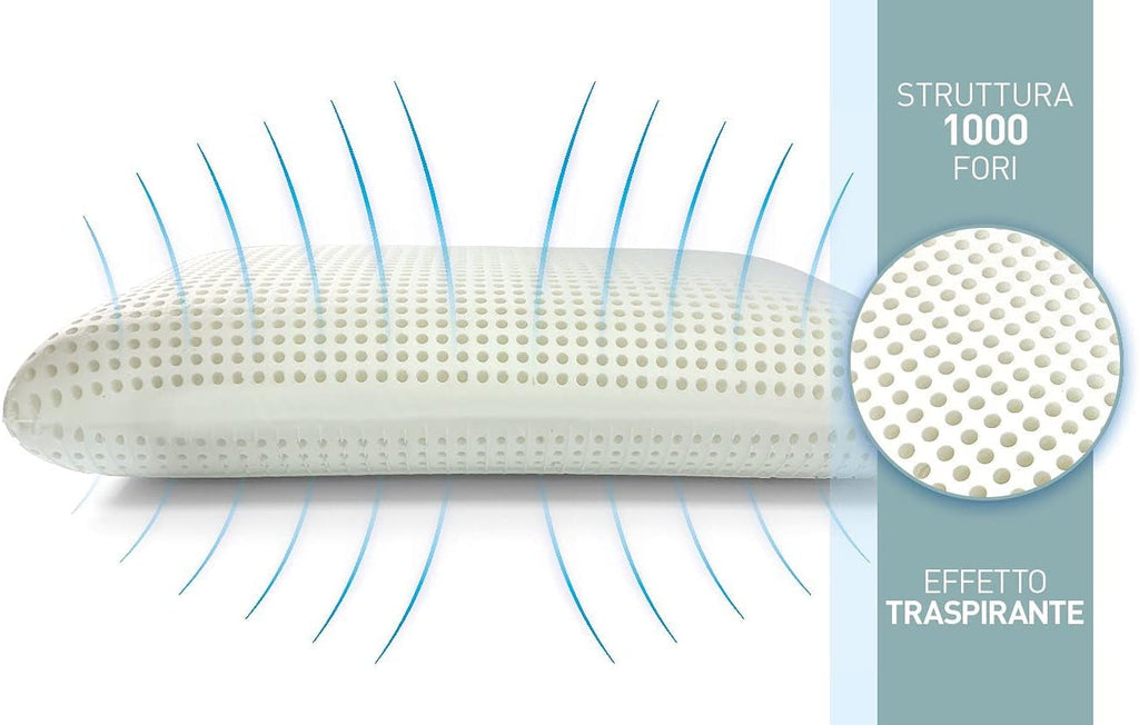 Talamo Italia Set de 2 perne pentru pat, 100% Made in Italy, pernă detașabilă "săpun" din spumă de memorie perforată, hipoalergenică și respirabilă, 70X40Xh16 Cm Perne standard Naty Shop