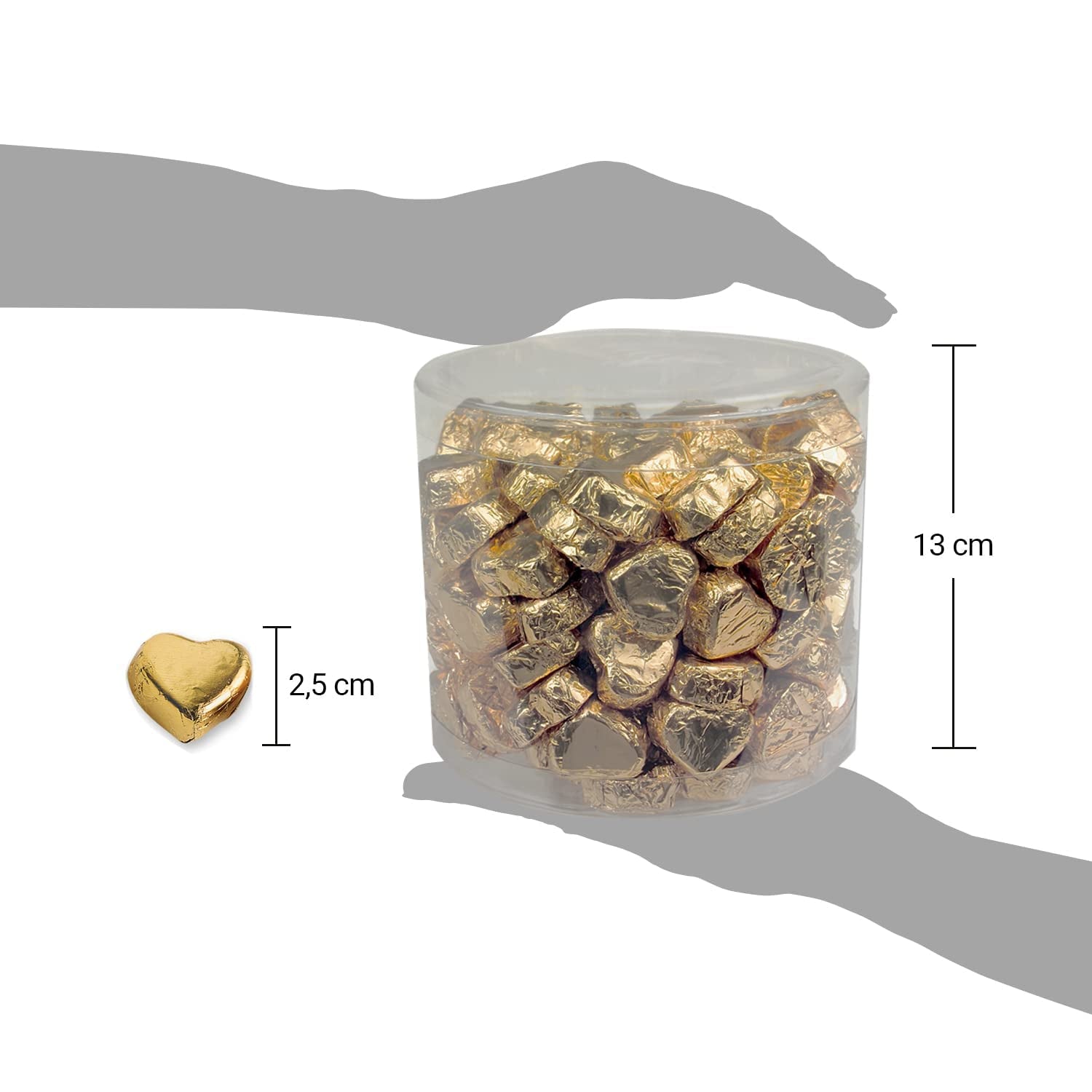 Günthart 150 pièces Coeurs en chocolat doré fourrés au pain d'épices, 1,2 KG Bonbons au chocolat Naty Shop