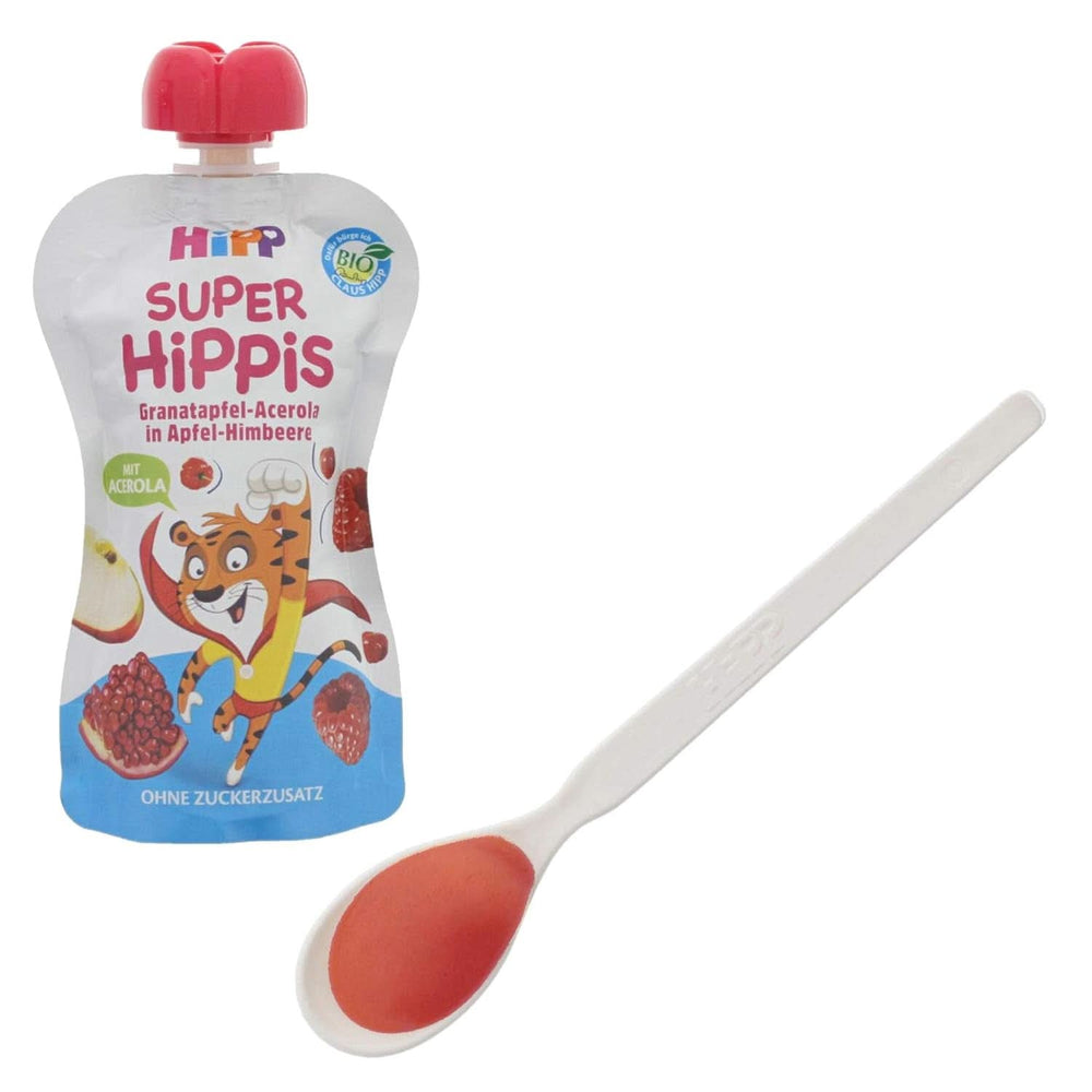 Hipp Super-Hippis squeeze sachets, grenade acérola en pomme-framboise, fruit 100% bio sans sucre ajouté, 6 sachets de 100 g Mère et Enfant Naty Shop