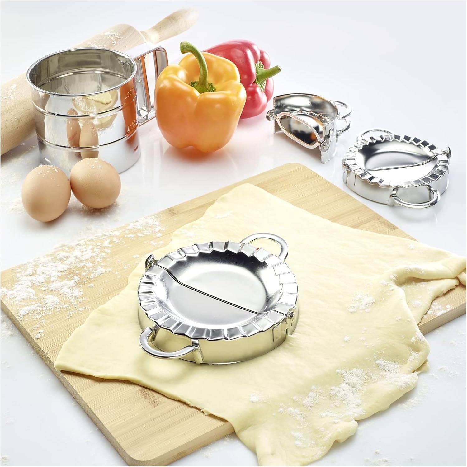 Moule à raviolis Westmark, Diamètre: Ø 9,5 cm, Avec poignées pratiques, Acier inoxydable, Gina, Argent, 61362270