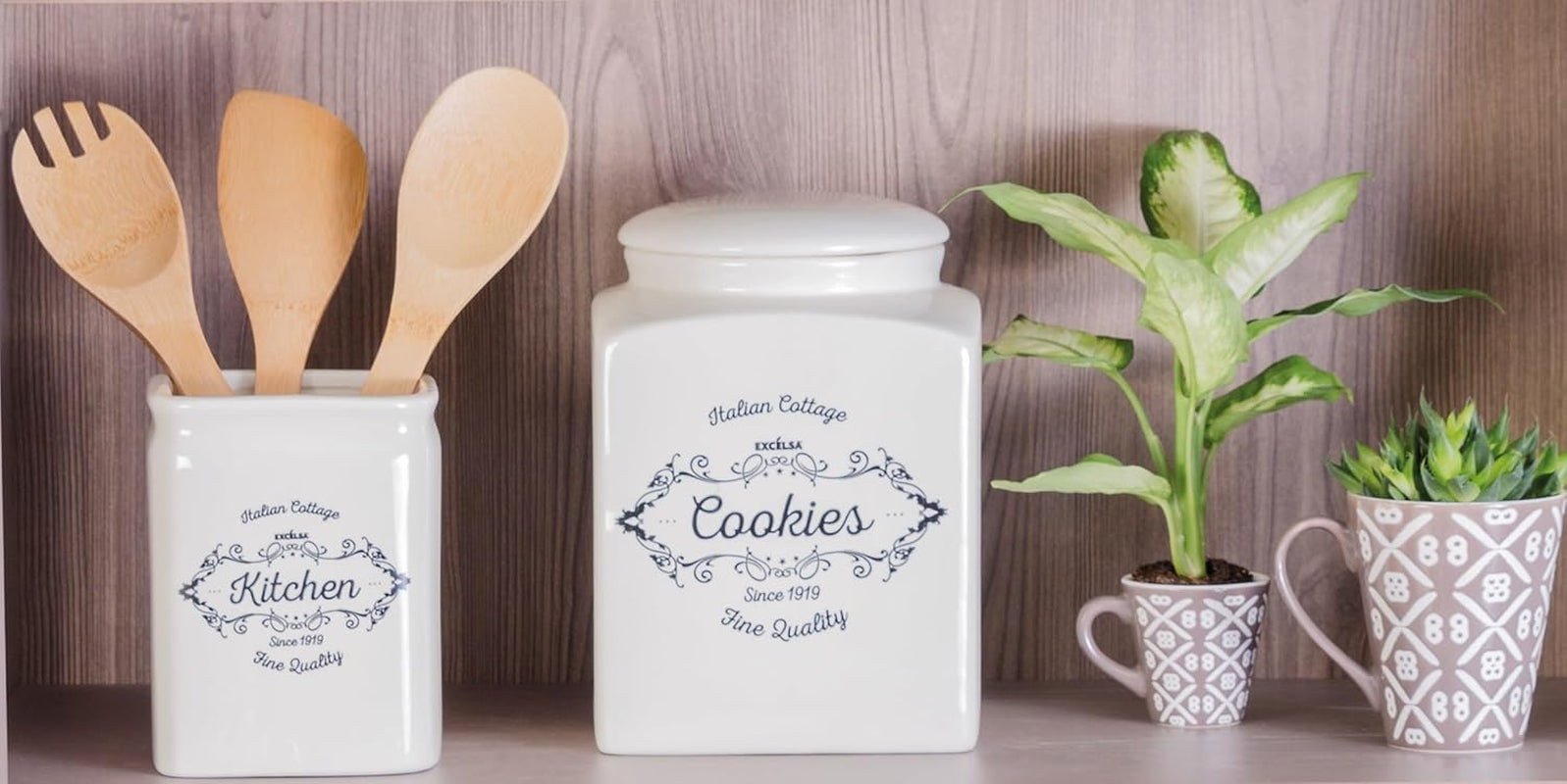 Boîte à biscuits Excelsa, céramique, blanc ivoire, Capacité : 3 litres Boîtes de conservation alimentaire Naty Shop