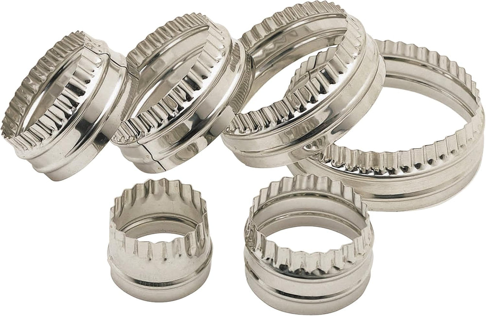 KitchenCraft Lot de 6 emporte-pièces cannelés/bords arrondis en acier inoxydable Argenté