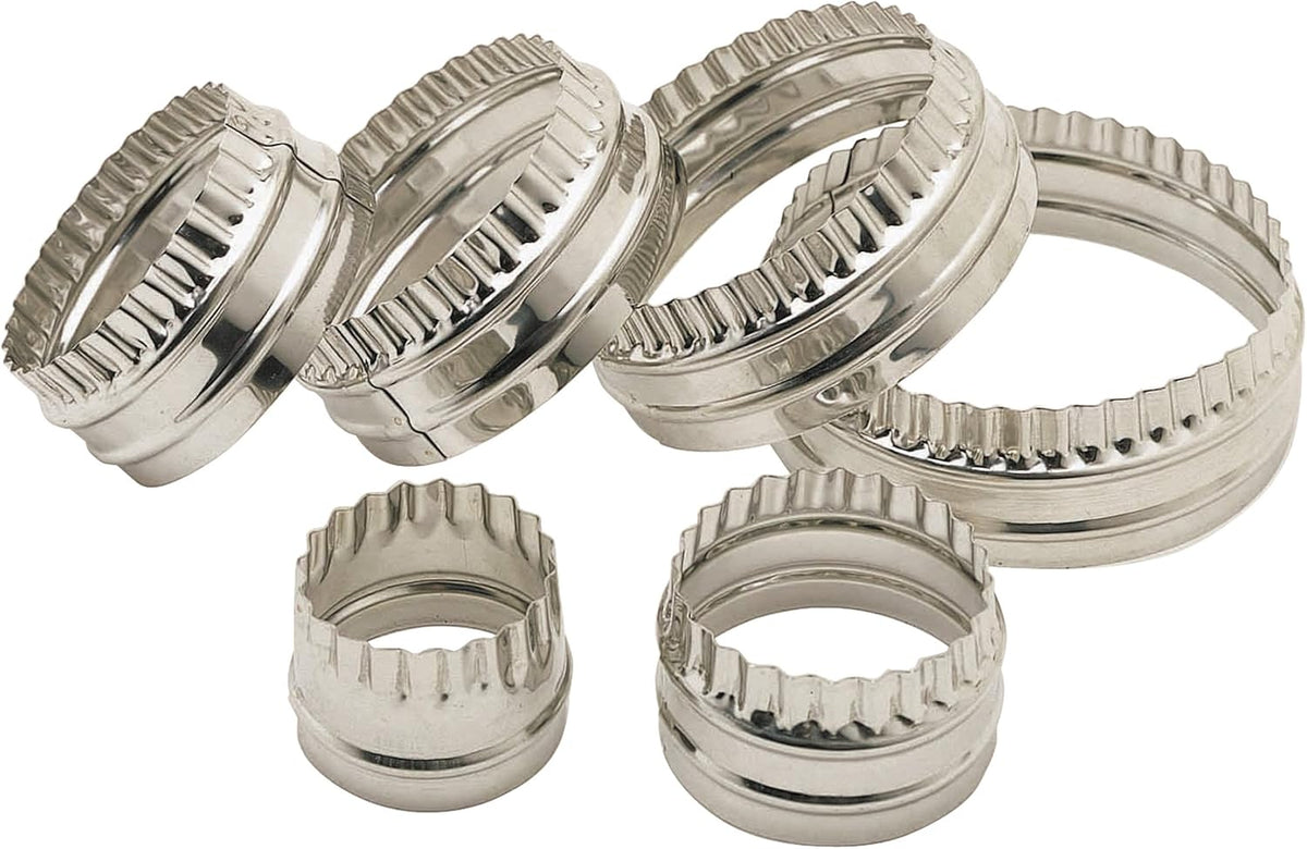 KitchenCraft Lot de 6 emporte-pièces cannelés/bords arrondis en acier inoxydable Argenté