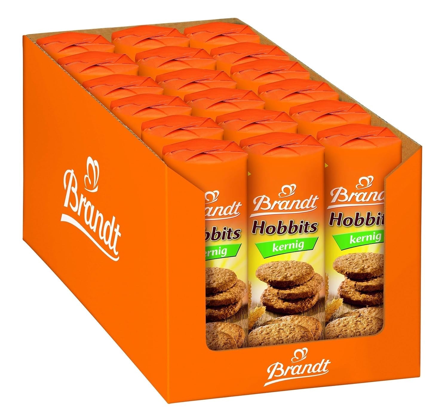 Bahlsen Hobbits Crunchy - Paquet de 18 - Boîte de rangement - Biscuits à grains entiers à l'avoine à haute teneur en fibres (18 x 250 g)