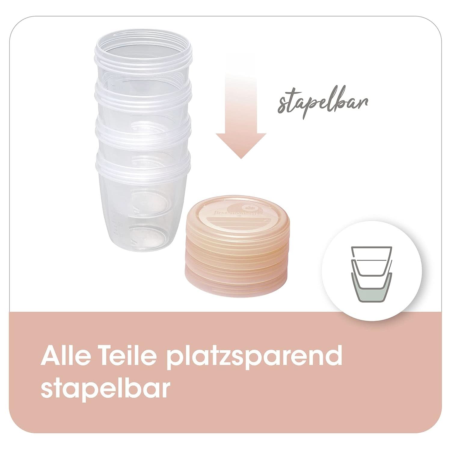 Pots pour lait maternel NIP First Moments 150 ml, 4 pièces : empilables et étanches Accessoires Alimentation et Allaitement Bebe Naty Shop