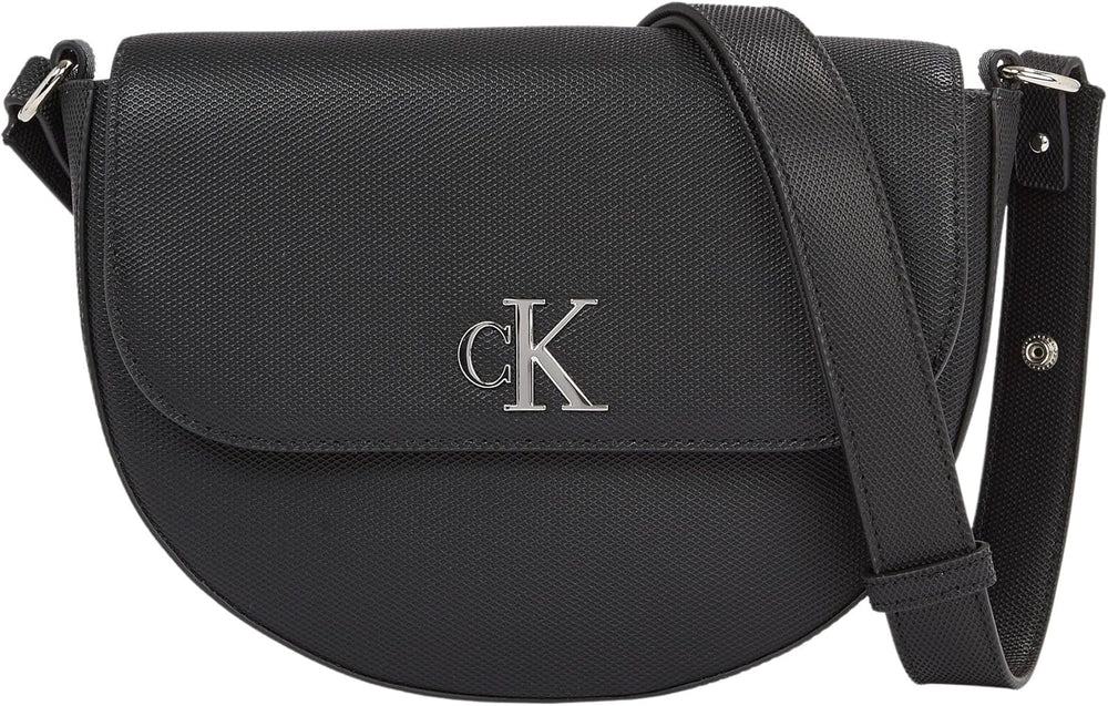 Calvin Klein Jeans Sac à bandoulière Minimal Monogram Saddle Bag Klein Sacs Femme Naty Shop Noir (Noir)