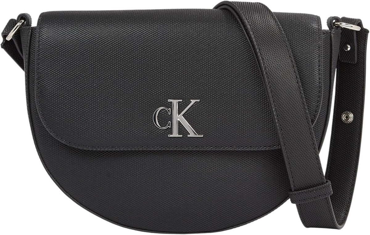 Calvin Klein Jeans Sac à bandoulière Minimal Monogram Saddle Bag Klein Sacs Femme Naty Shop Noir (Noir)