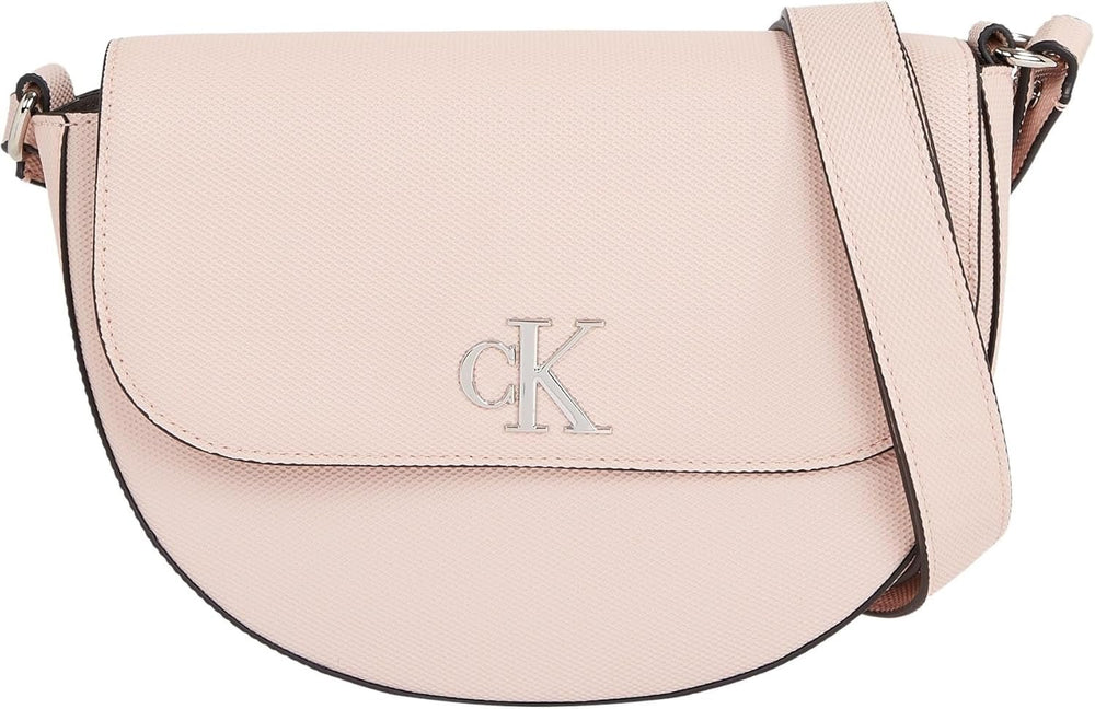 Calvin Klein Jeans Sac à Bandoulière Minimal Monogram Saddle Bag Klein Sacs Femme Naty Shop Rose (Pale Conch)