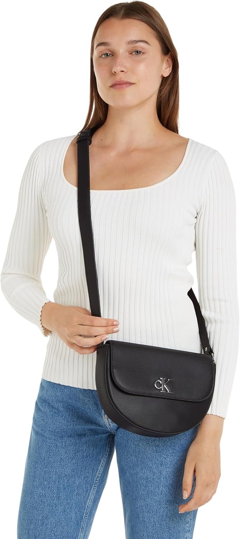 Calvin Klein Jeans Sac à Bandoulière Minimal Monogram Saddle Bag Klein Sacs Femme Naty Shop