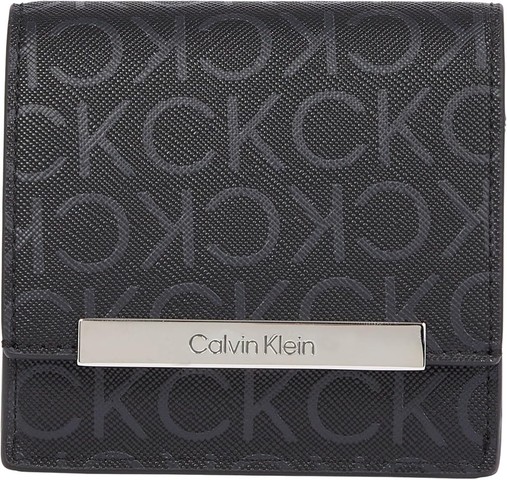 Calvin Klein K60k612443 Femme Portefeuille Femme Naty Shop Noir (Black Monogram Pu) Bone