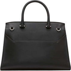 Calvin Klein Ladies Turn Lock Satchel - 2 en 1, Cuir Vegan, 3 Poches Becky Turnlock Sac à Bandoulière, Noir/Argent Sacs Femme Naty Shop